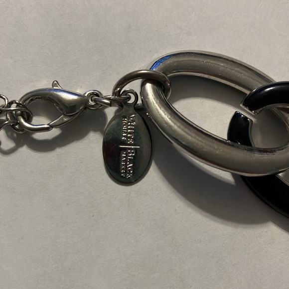 White House Black Market Necklace & Bracelet Silver & Black Enamel Chunky Link - Picture 3 of 4